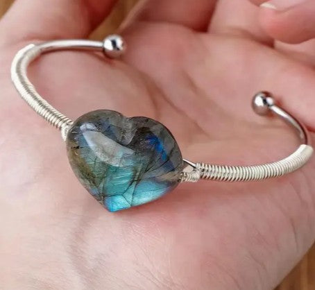 LABRADORITE WIRE WRAPPED ENERGY BANGLE - CREATIVITY