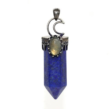 LAPIS LAZULI  CRESCENT MOON PENDANT - INTUITION