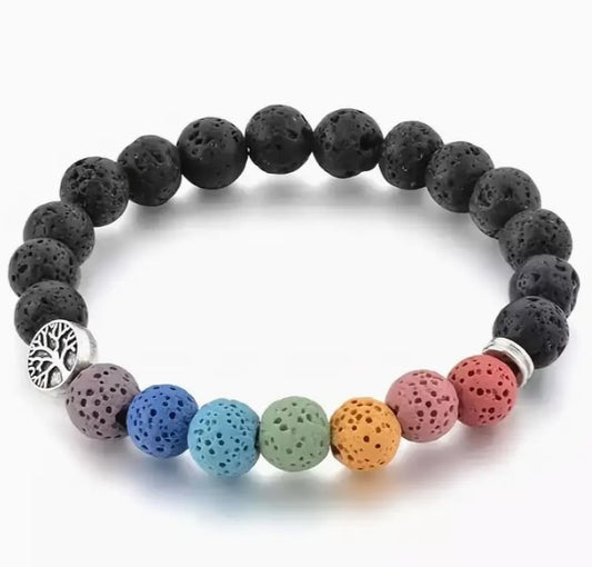 LAVA STONE DIFFUSER 7 CHAKRA BRACELET - GROUNDING