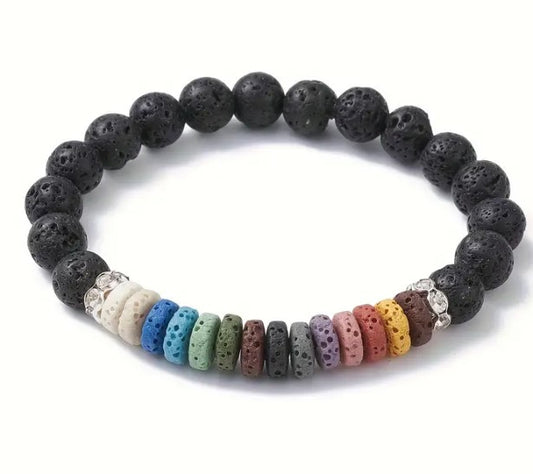 LAVA STONE DIFFUSER 7 CHAKRA BRACELET - GROUNDING