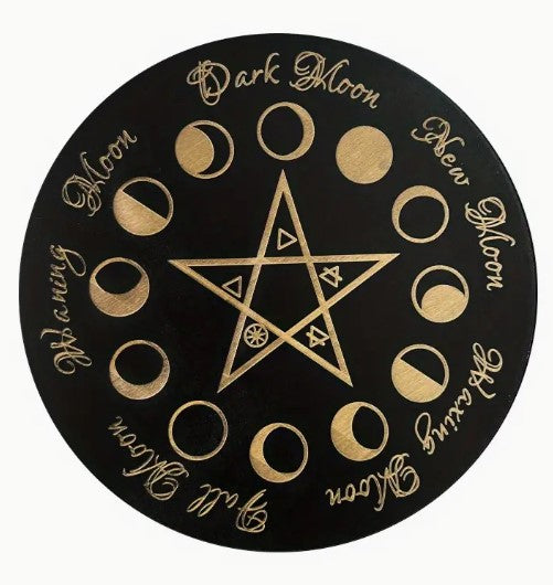 MOON PHASE BLACK WOODEN YES/NO PENDULUM BOARD 20cm