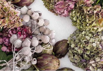 HYDRANGEA AND MUTED ARTICHOKES RECTANGULAR PLACEMAT