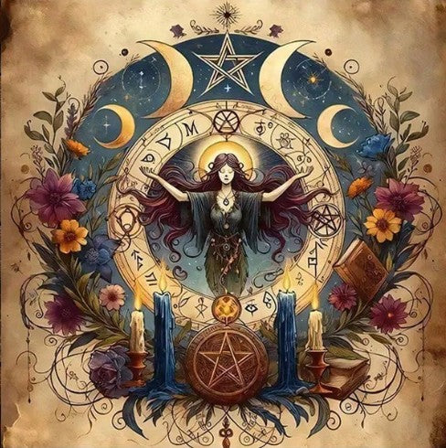 MYSTICAL MOON PHASE ALTAR CLOTH ( 75 cm x 75 cm )