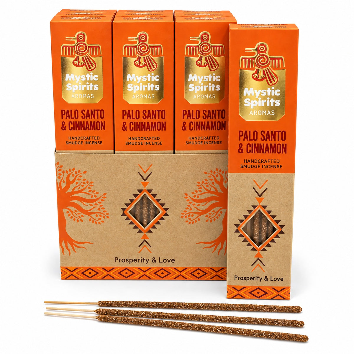 MYSTIC SPIRITS PALO SANTO & CINNAMON INCENSE STICKS - PROSPERITY AND LOVE