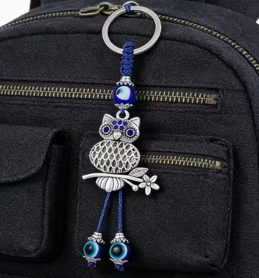 TURKISH EVIL EYE OWL KEYCHAIN - WARD OFF EVIL EYE
