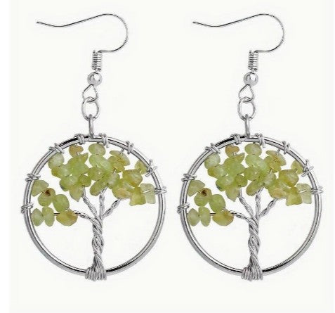 PERIDOT TREE OF LIFE EARRINGS - ABUNDANCE