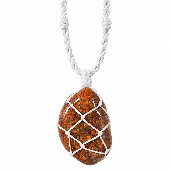 PINK MOSS AGATE MACRAME NECKLACE