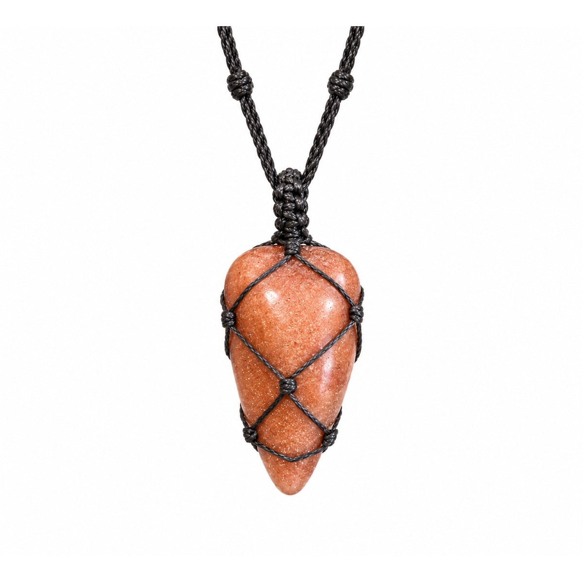 RED AVENTURINE MACRAME NECKLACE