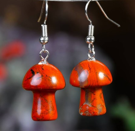 RED JASPER MUSHROOM EARRINGS - GROUNDING
