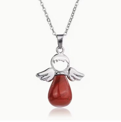 RED JASPER ANGEL PENDANT NECKLACE - GROUNDING
