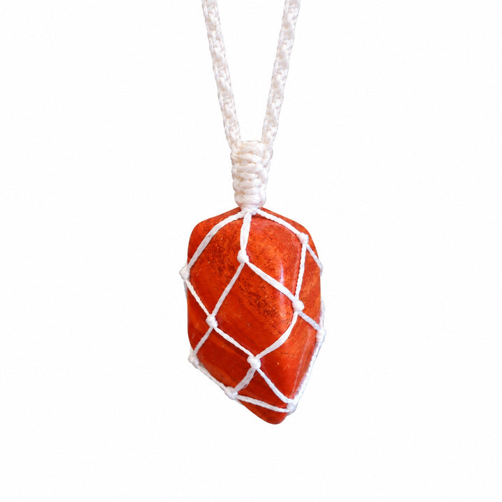 RED JASPER MACRAME NECKLACE - GROUNDING