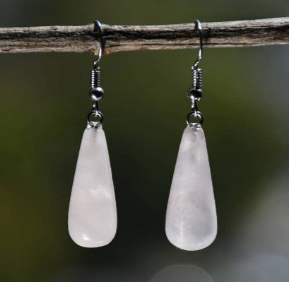 ROSE QUARTZ DROP EARRINGS - LOVE