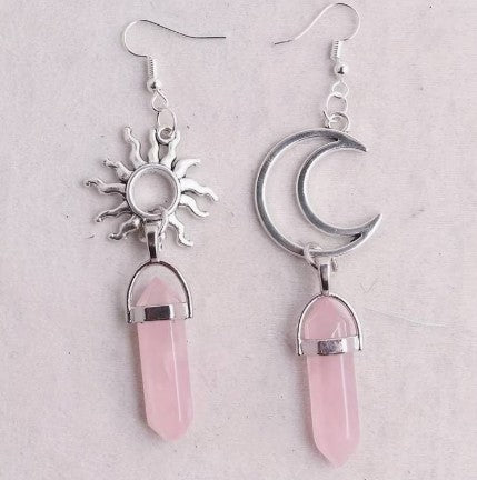 ROSE QUARTZ CELESTIAL EARRINGS - LOVE