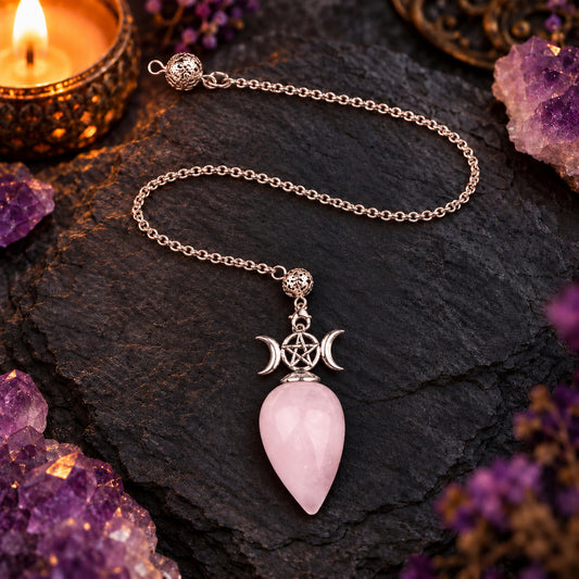 ROSE QUARTZ TRIPLE MOON PENDULUM