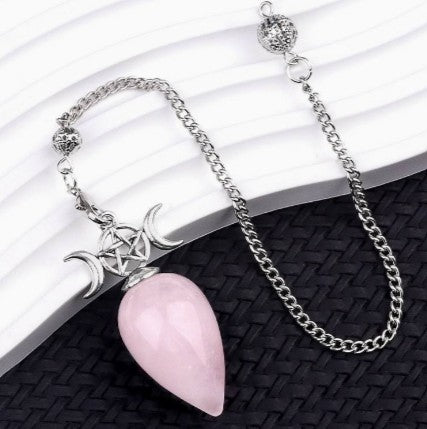 ROSE QUARTZ TRIPLE MOON PENDULUM - DIVINATION