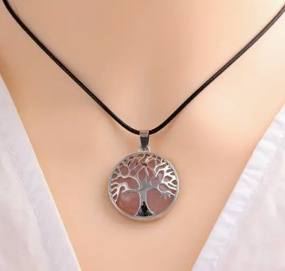 Rose Quartz Tree Of Life Necklace - Wildlings Crystals South Africa