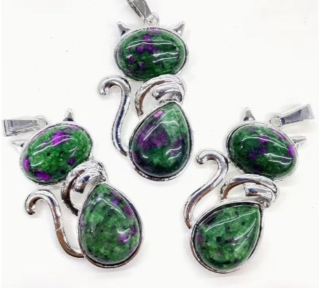 Ruby In Zoisite Cat Pendant - Wildlings Crystals South Africa
