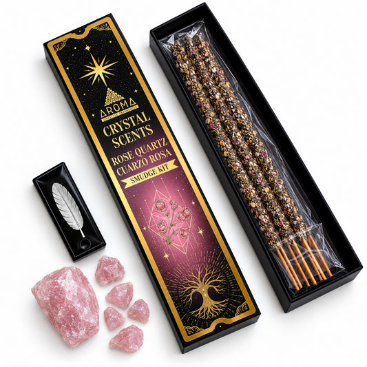 ROSE QUARTZ CRYSTAL SCENTS INCENSE SMUDGE STICKS