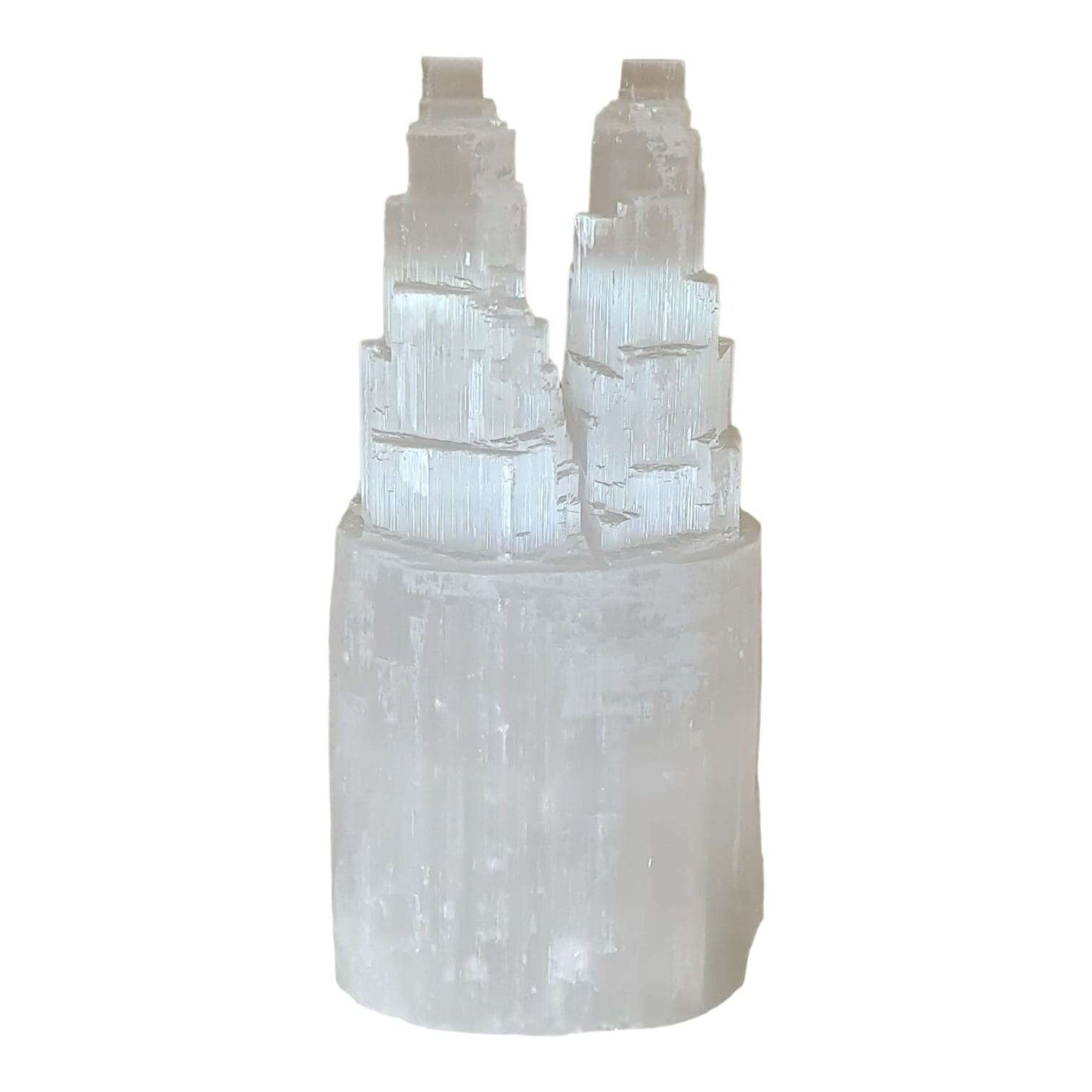 SELENITE DOUBLE TOWER LAMP - ANGELIC GUIDANCE & AURA CLEANSING