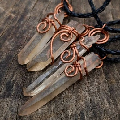 SMOKY QUARTZ COPPER WIRE WRAPPED NECKLACE - PROTECTION