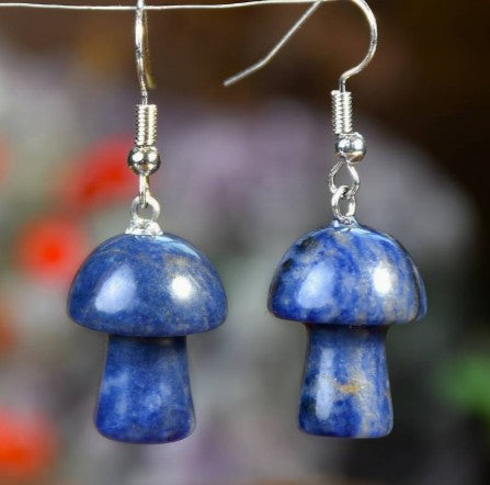 SODALITE MUSHROOM EARRINGS - MENTAL CLARITY