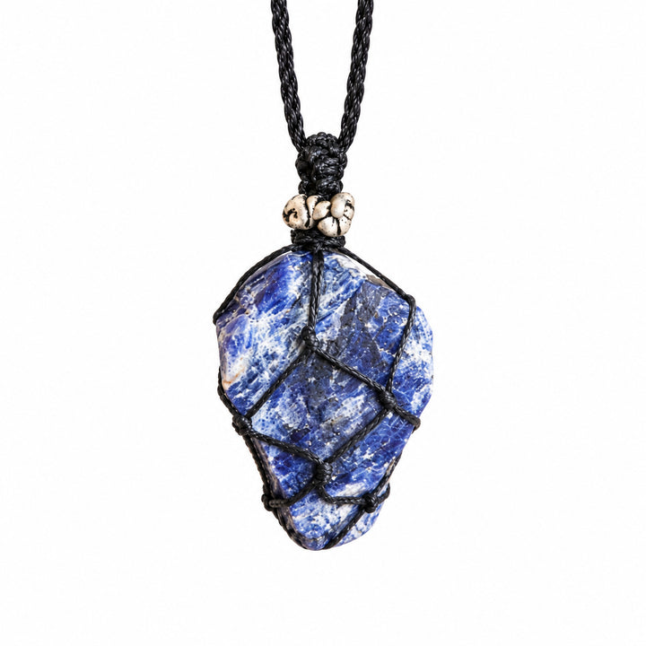 SODALITE ROUGH MACRAME NECKLACE - INTUITION
