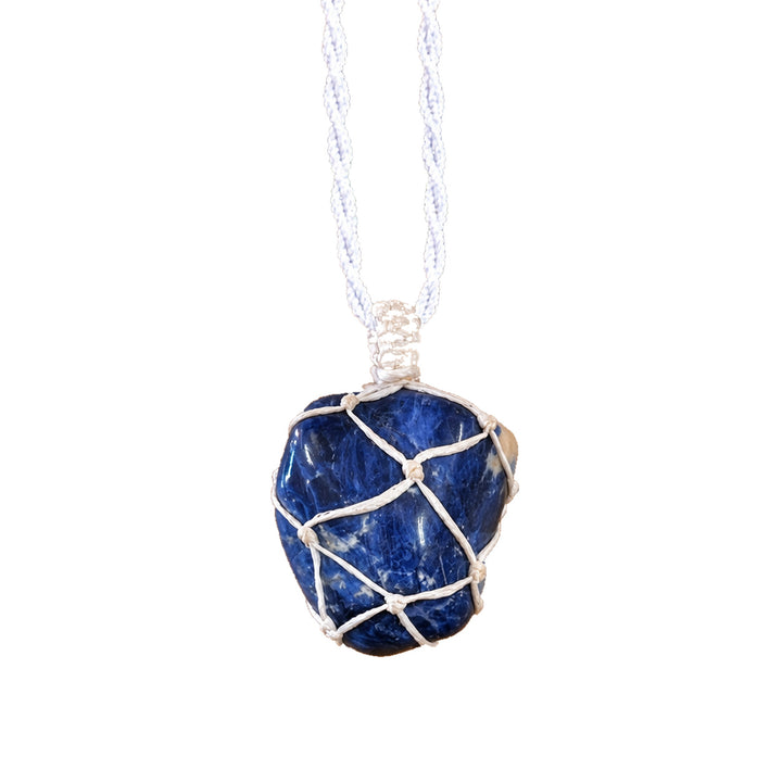 SODALITE TUMBLED MACRAME NECKLACE