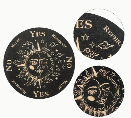 SUN BLACK WOODEN YES/NO PENDULUM BOARD 15 cm