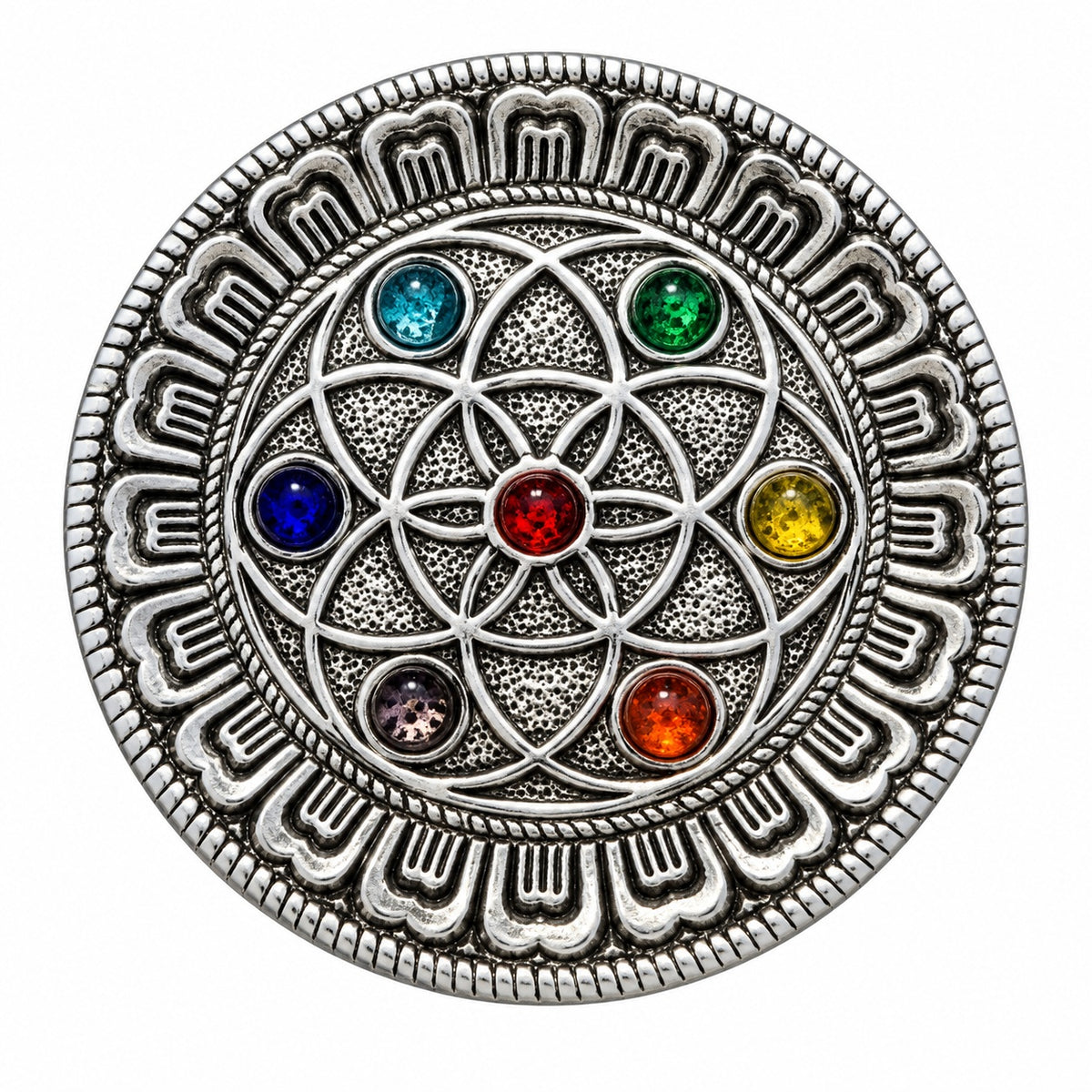 ROUND 7 CHAKRA METAL INCENSE BURNER