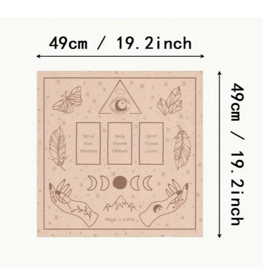 PINK MOON PHASE & BUTTERFLY TAROT READING CLOTH (49cm x 49cm)