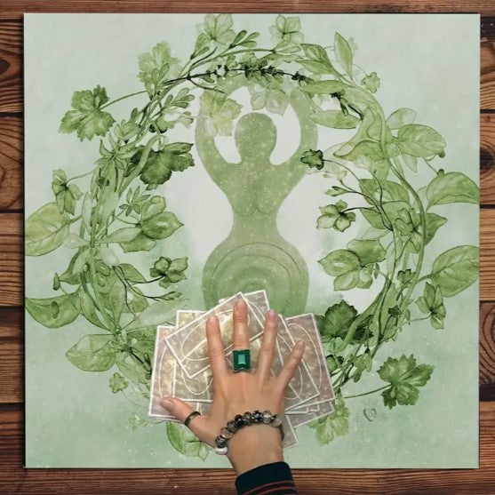 Green Goddess Floral Altar Cloth ( 49 cm X 49 cm ) - Wildlings Crystals South Africa