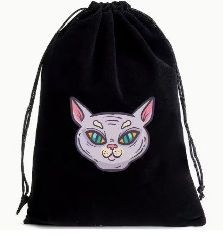 Tarot Cards Mystic Cat Velvet Pouch - Wildlings Crystals South Africa