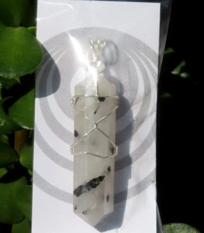 DOUBLE TERMINATED TOURMALATED QUARTZ PENDANT - INTUITION