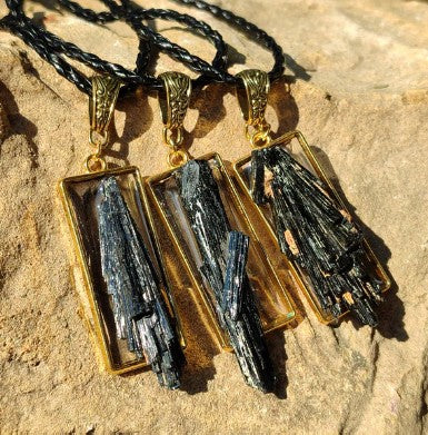BLACK TOURMALINE CLUSTER NECKLACE - PROTECTION