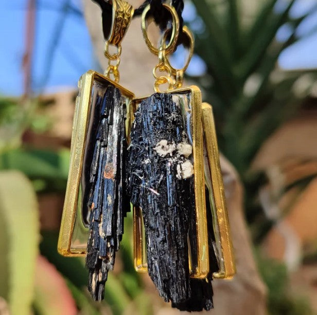 BLACK TOURMALINE CLUSTER NECKLACE - PROTECTION