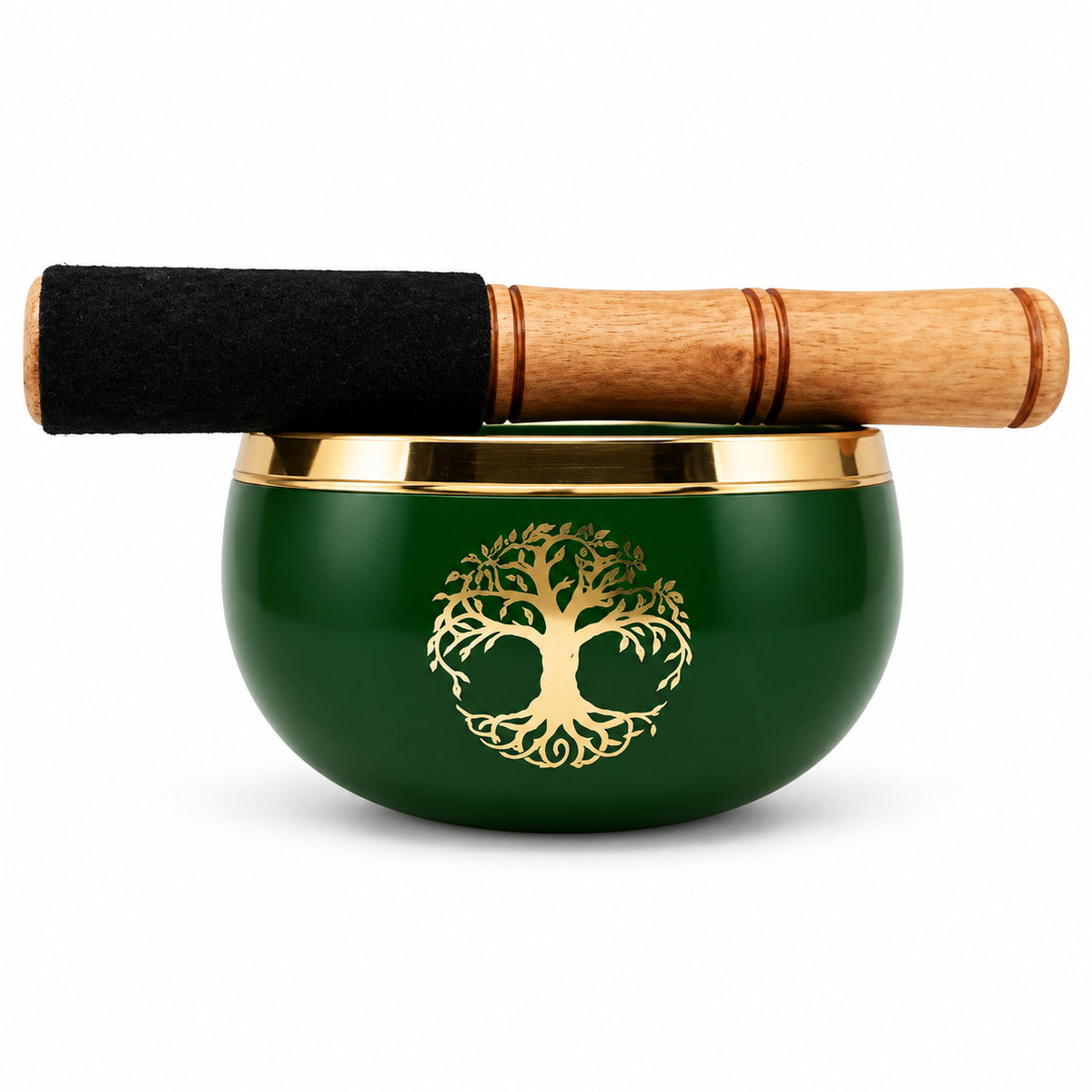 TREE OF LIFE GREEN TIBETAN BRASS SINGING BOWL