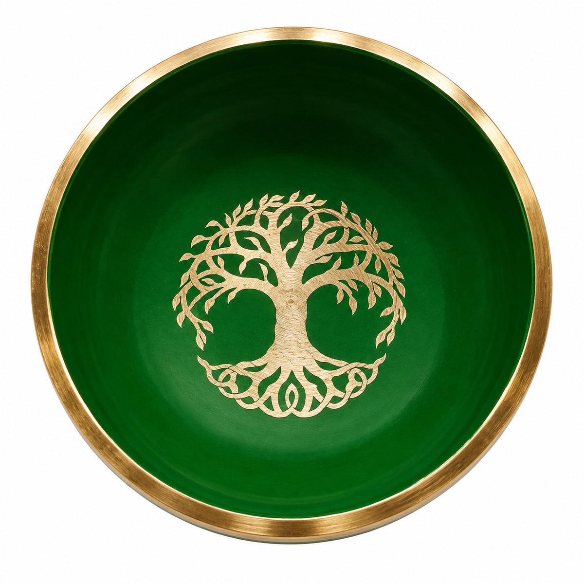 TREE OF LIFE GREEN TIBETAN BRASS SINGING BOWL
