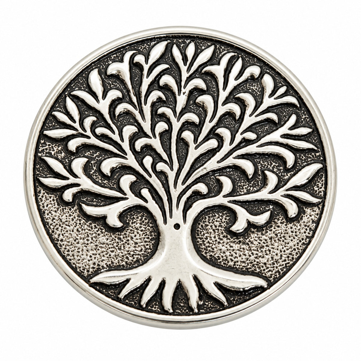 ROUND METAL TREE OF LIFE INCENSE BURNER