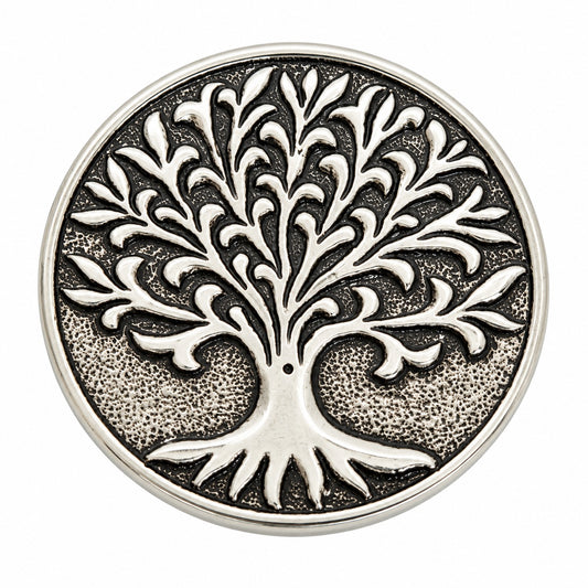 ROUND METAL TREE OF LIFE INCENSE BURNER