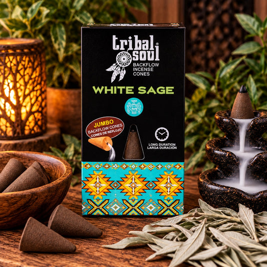 TRIBAL SOUL WHITE SAGE BACKFLOW INCENSE CONES - PURIFICATION