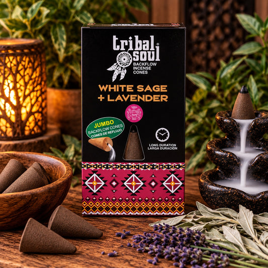 TRIBAL SOUL WHITE SAGE & LAVENDER BACKFLOW INCENSE CONES