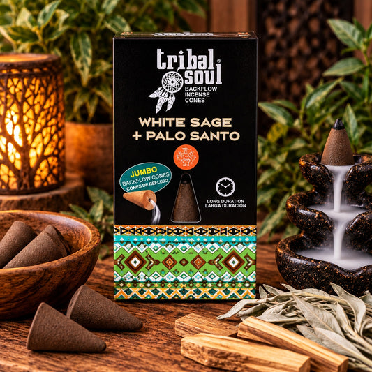 TRIBAL SOUL WHITE SAGE & PALO SANTO BACKFLOW CONES