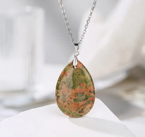 UNAKITE JASPER PENDANT NECKLACE - NEW BEGINNINGS