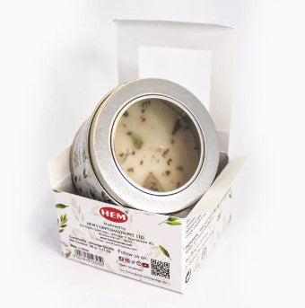 HEM WHITE SAGE SMUDGE CANDLE IN A TIN