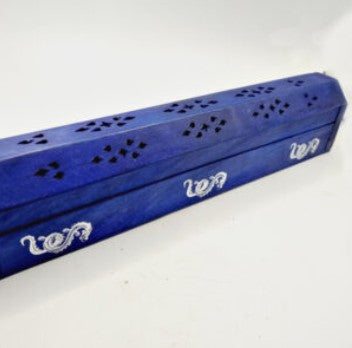 WOODEN BLUE DRAGONS INCENSE HOLDER AND BURNER