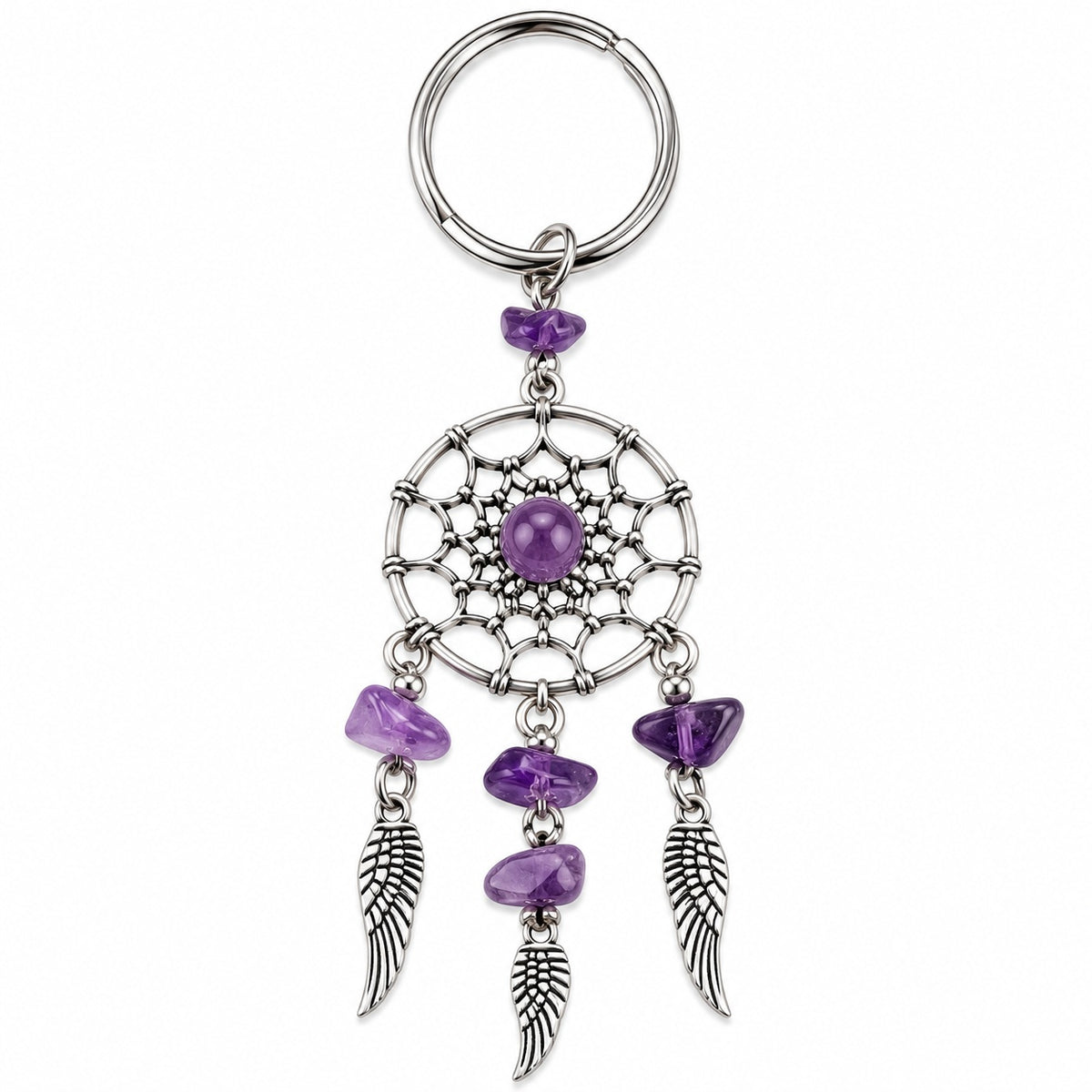 Amethyst Dream Catcher Keychain - Wildlings Crystals South Africa