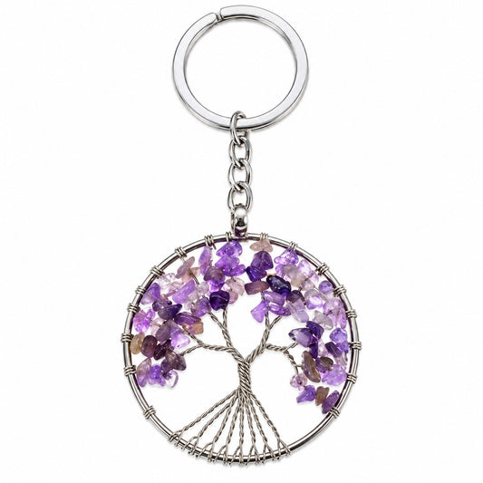 Amethyst Tree Of Life Keychain - Wildlings Crystals South Africa