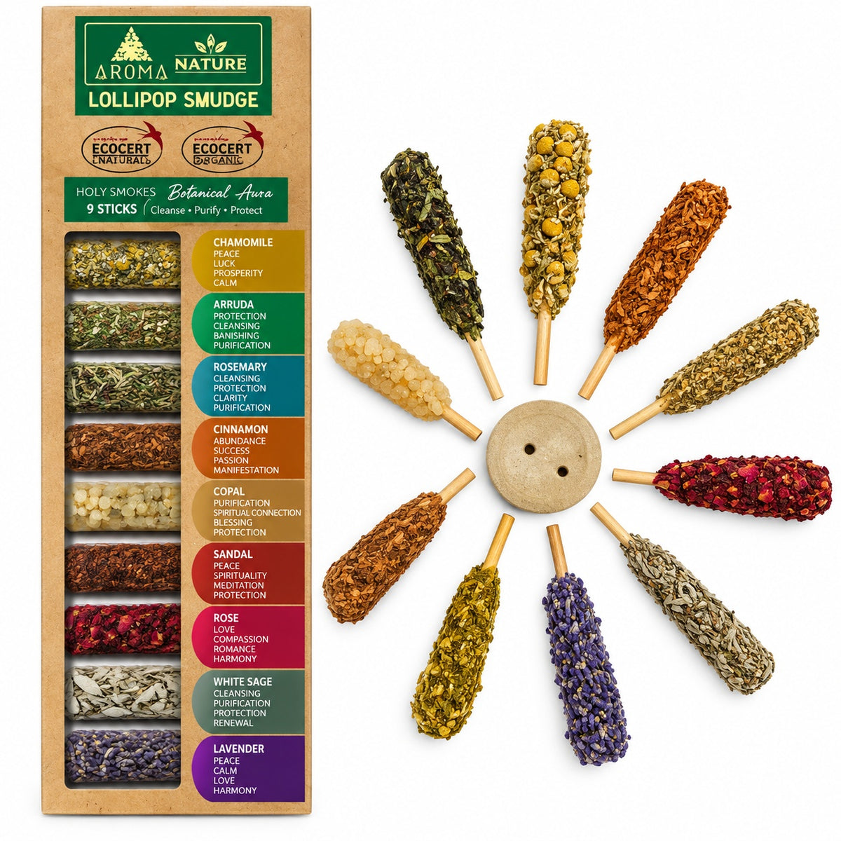 AROMA LOLLIPOP SMUDGE KIT - ENERGY CLEARING
