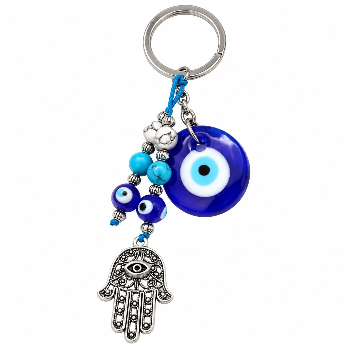 Hamsa Hand Evil Eye Beaded Keychain - Wildlings Crystals South Africa