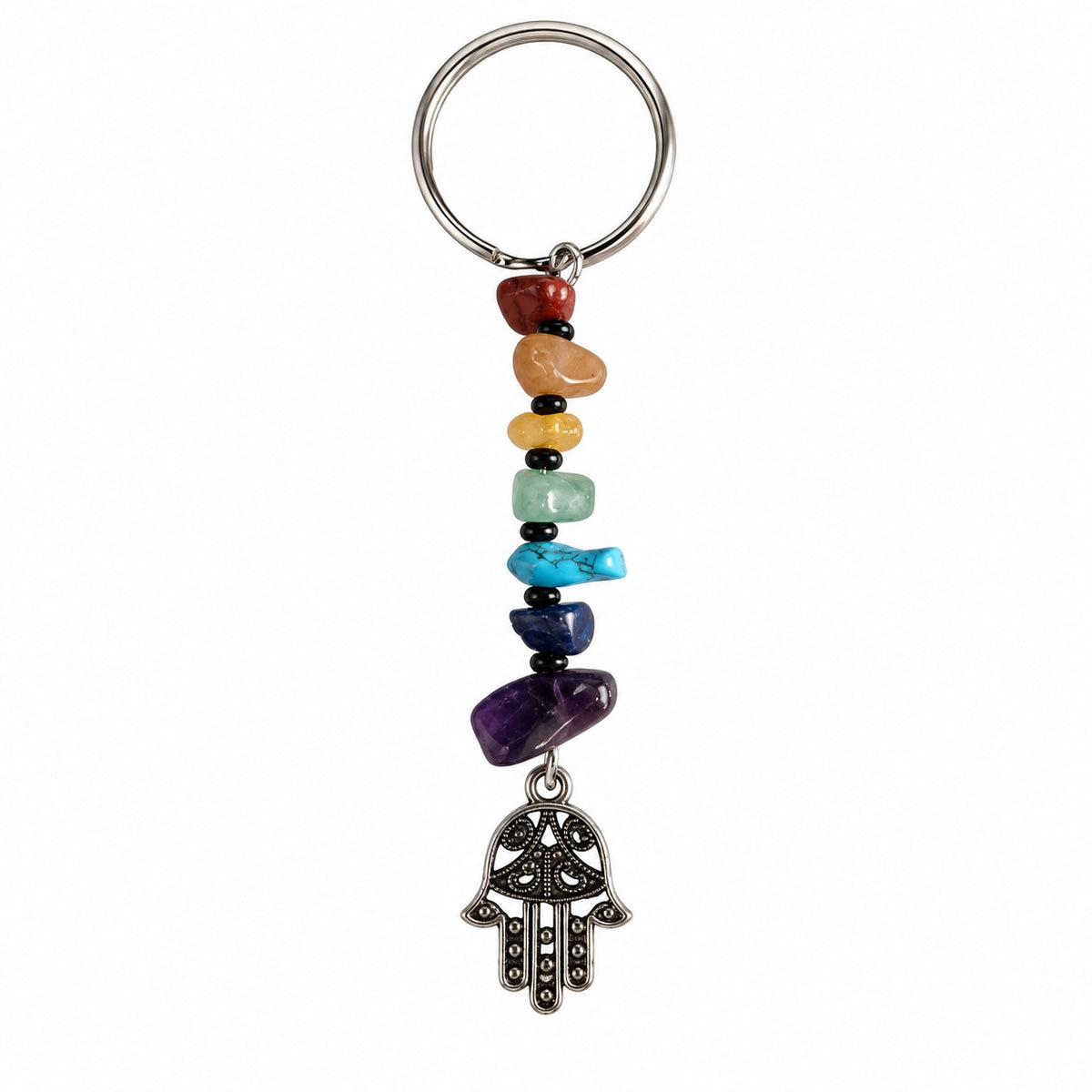 Chakra Hamsa Hand Keychain - Wildlings Crystals South Africa
